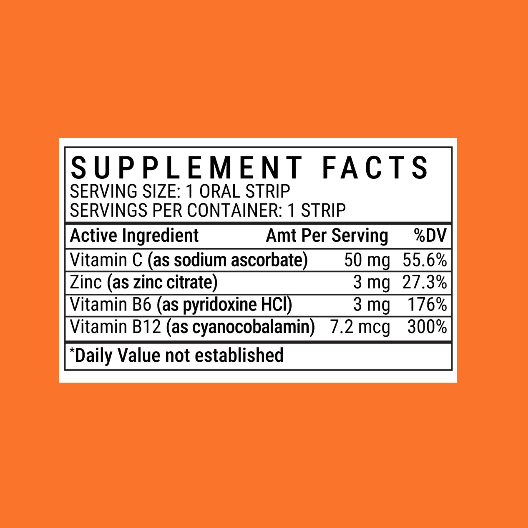 Supplement facts label on an orange background