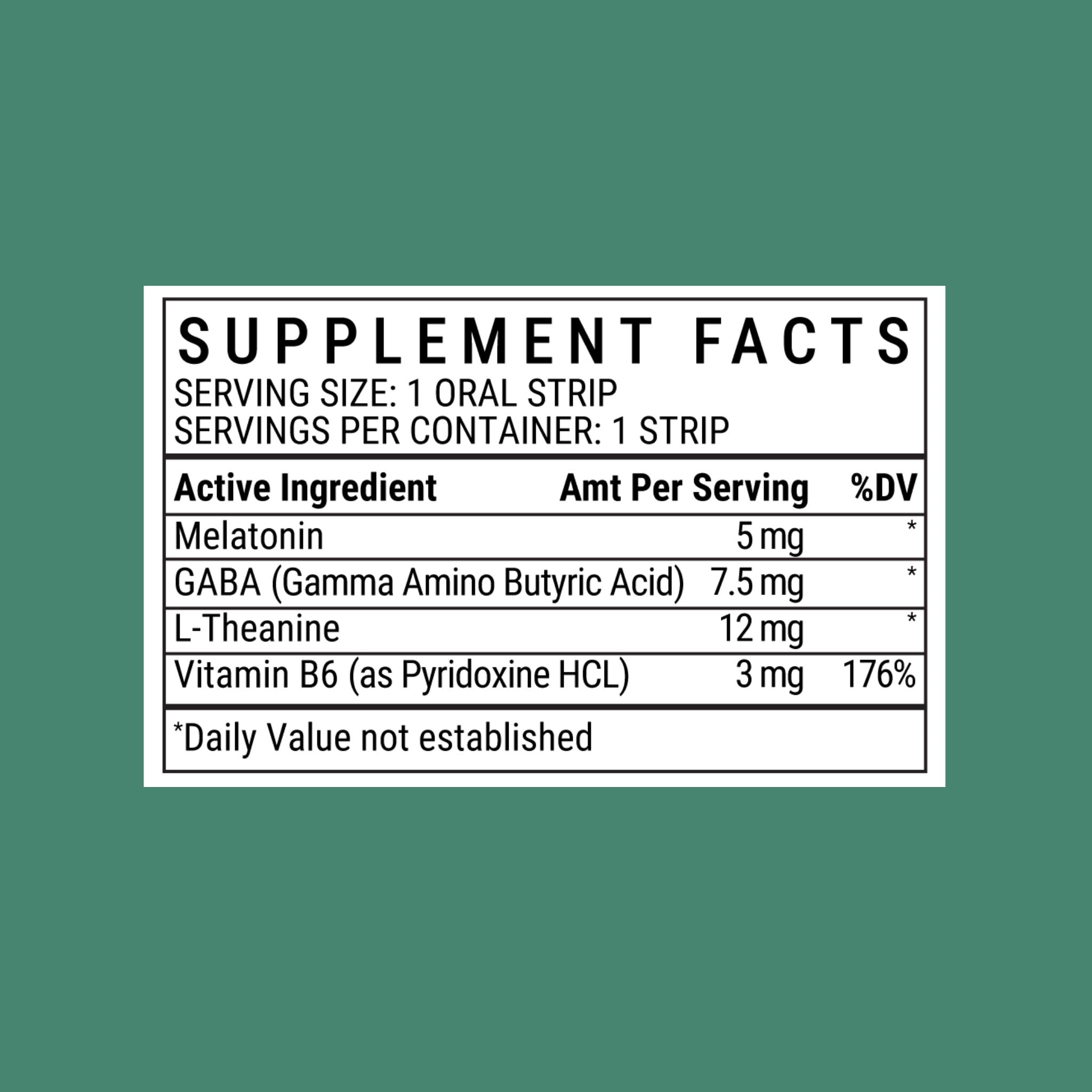 Supplement facts label on a green background